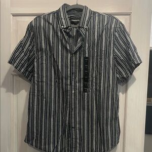 Banana Republic Black and White Striped Casual Shirt